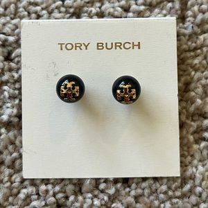 Tory Burch Black Crystal Pearl Stud Earring